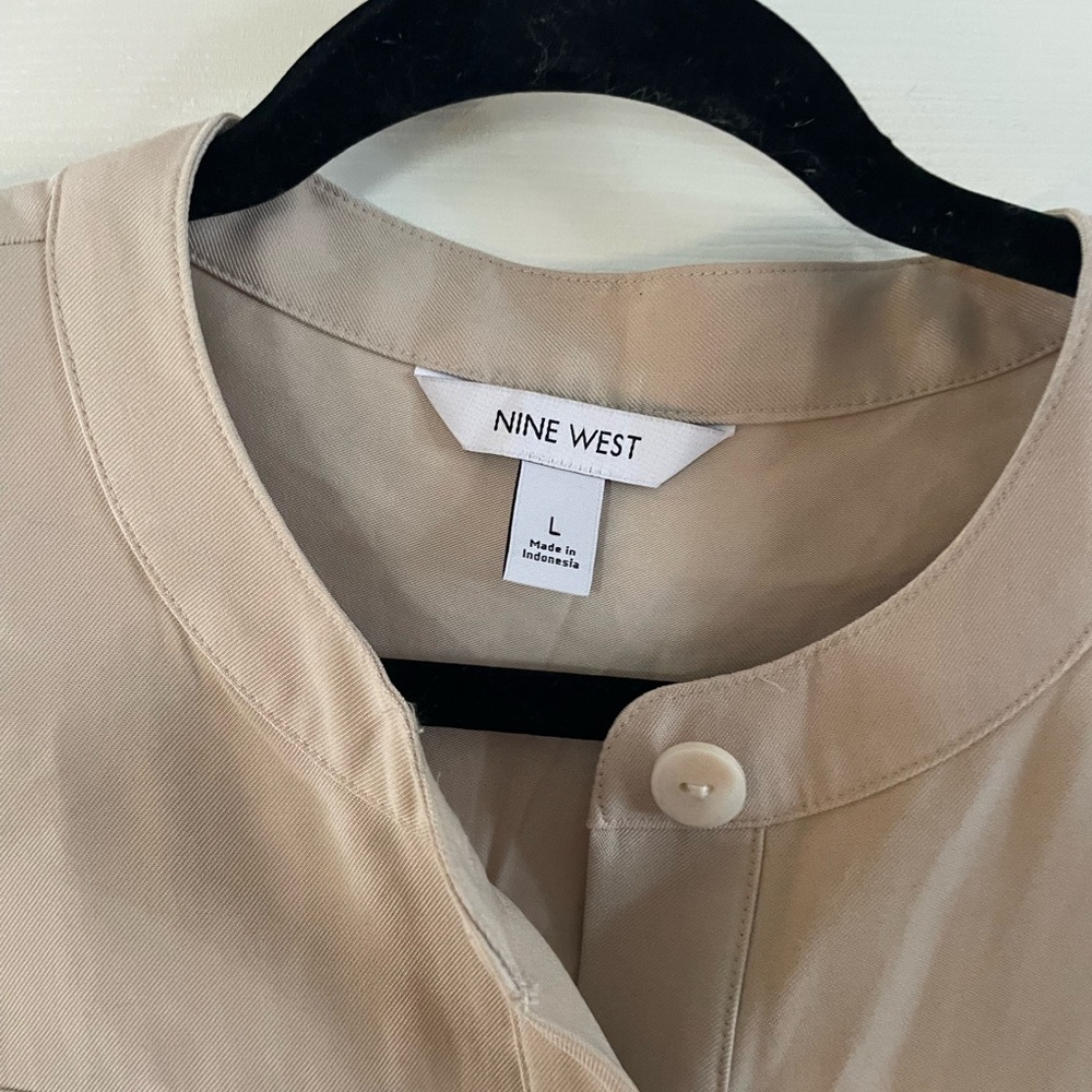 Nine West Beige Button-Front A-line Shirt Dress Large - Picture 3 of 3